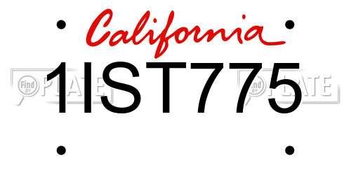 1IST775 California License Plate