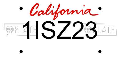 1ISZ23 California License Plate