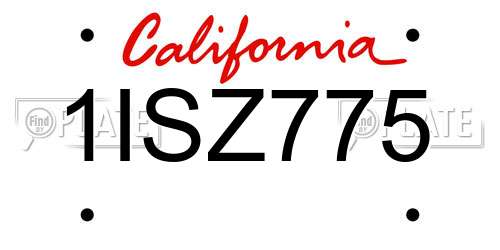 1ISZ775 California License Plate