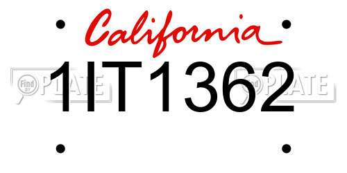 1IT1362 California License Plate