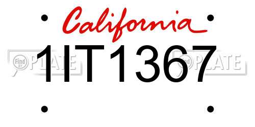 1IT1367 California License Plate