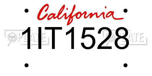 1IT1528 California License Plate