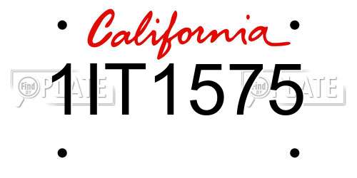 1IT1575 California License Plate
