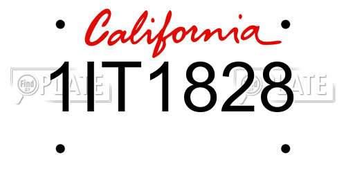 1IT1828 California License Plate