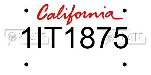 1IT1875 California License Plate
