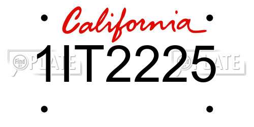 1IT2225 California License Plate