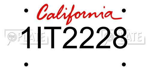 1IT2228 California License Plate
