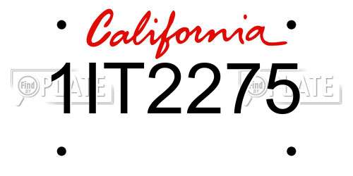 1IT2275 California License Plate