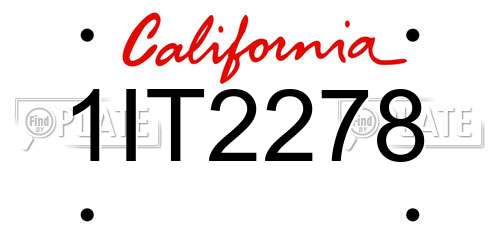 1IT2278 California License Plate