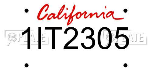 1IT2305 California License Plate