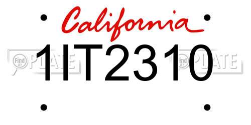 1IT2310 California License Plate