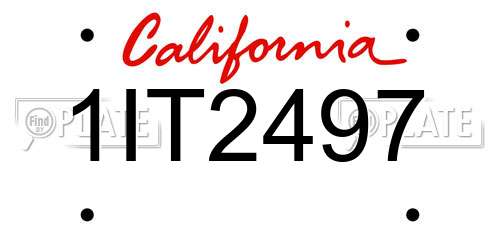 1IT2497 California License Plate