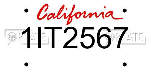 1IT2567 California License Plate