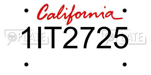1IT2725 California License Plate
