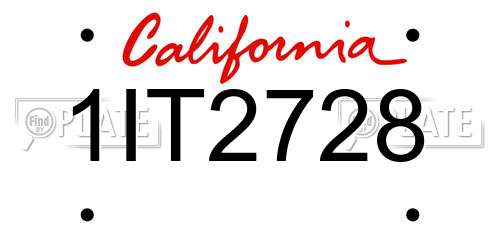 1IT2728 California License Plate
