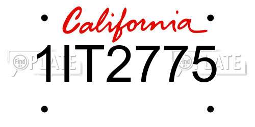 1IT2775 California License Plate