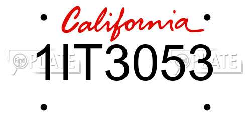 1IT3053 California License Plate