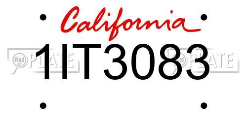 1IT3083 California License Plate