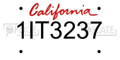 1IT3237 California License Plate