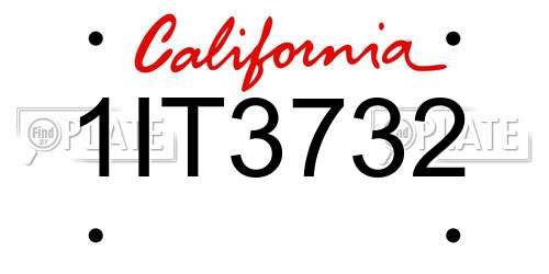 1IT3732 California License Plate