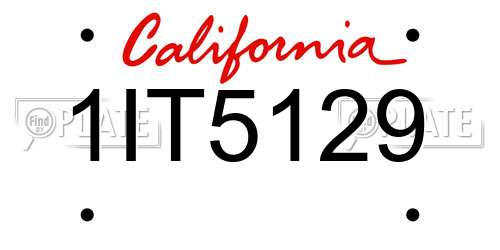 1IT5129 California License Plate