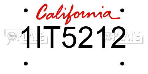 1IT5212 California License Plate