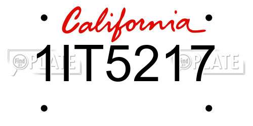 1IT5217 California License Plate