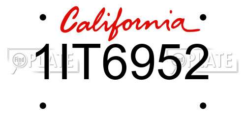 1IT6952 California License Plate