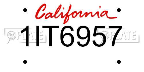 1IT6957 California License Plate