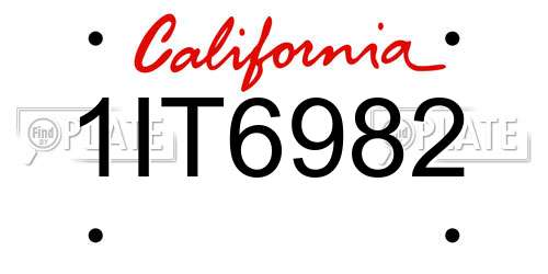 1IT6982 California License Plate