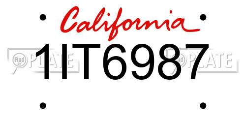 1IT6987 California License Plate