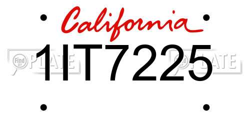 1IT7225 California License Plate