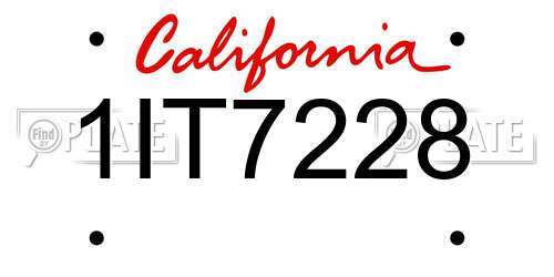 1IT7228 California License Plate