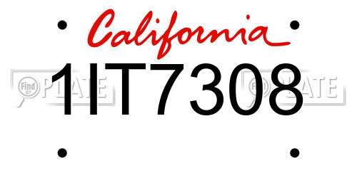 1IT7308 California License Plate