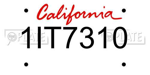 1IT7310 California License Plate