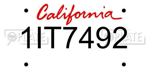 1IT7492 California License Plate