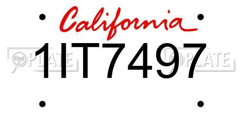 1IT7497 California License Plate