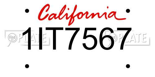1IT7567 California License Plate