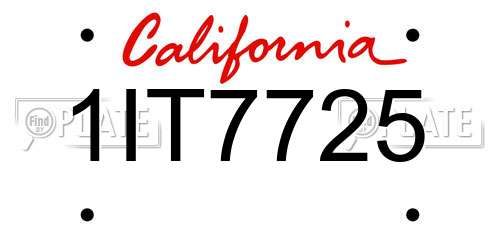 1IT7725 California License Plate