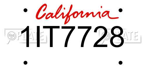 1IT7728 California License Plate