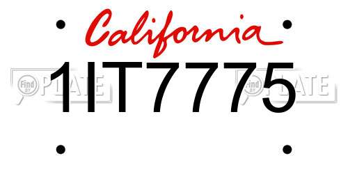 1IT7775 California License Plate