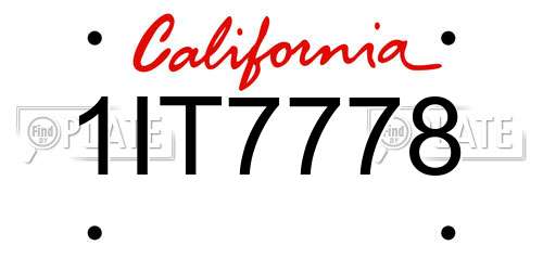 1IT7778 California License Plate