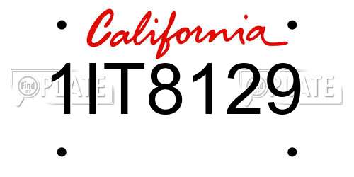 1IT8129 California License Plate