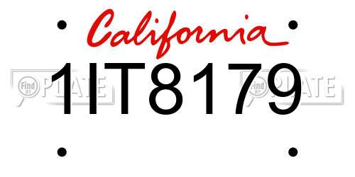1IT8179 California License Plate