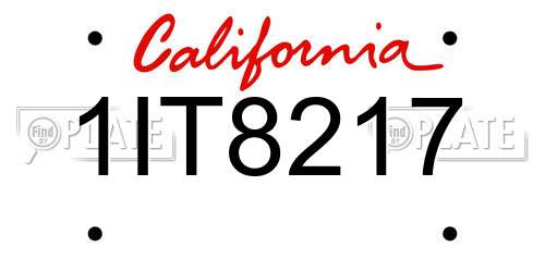 1IT8217 California License Plate