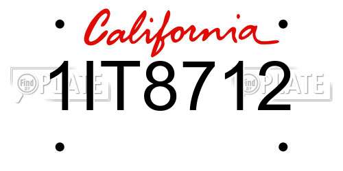 1IT8712 California License Plate