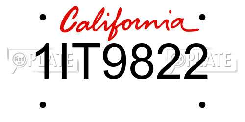 1IT9822 California License Plate