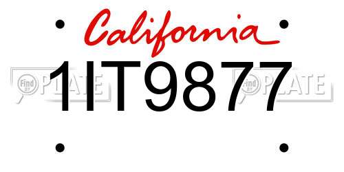 1IT9877 California License Plate