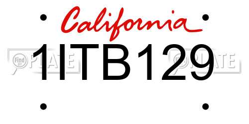 1ITB129 California License Plate