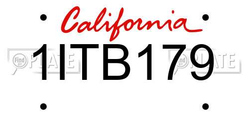 1ITB179 California License Plate